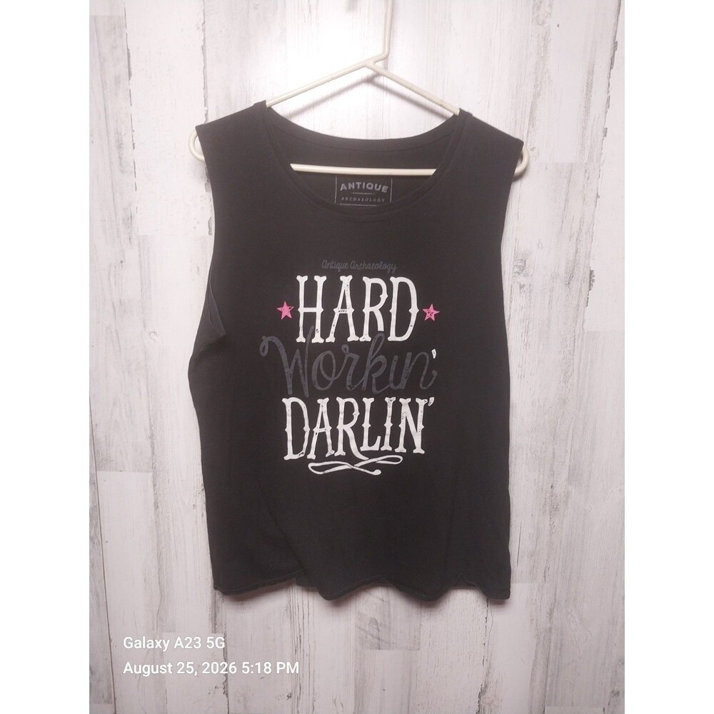 Antique Archaeology Women's 2X Black Hard Workin Darlin Tank Top